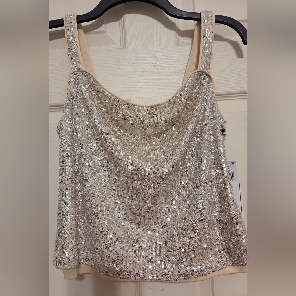 $69 1. STATE Women's Gold Metallic Sequins Tank Top Size XS